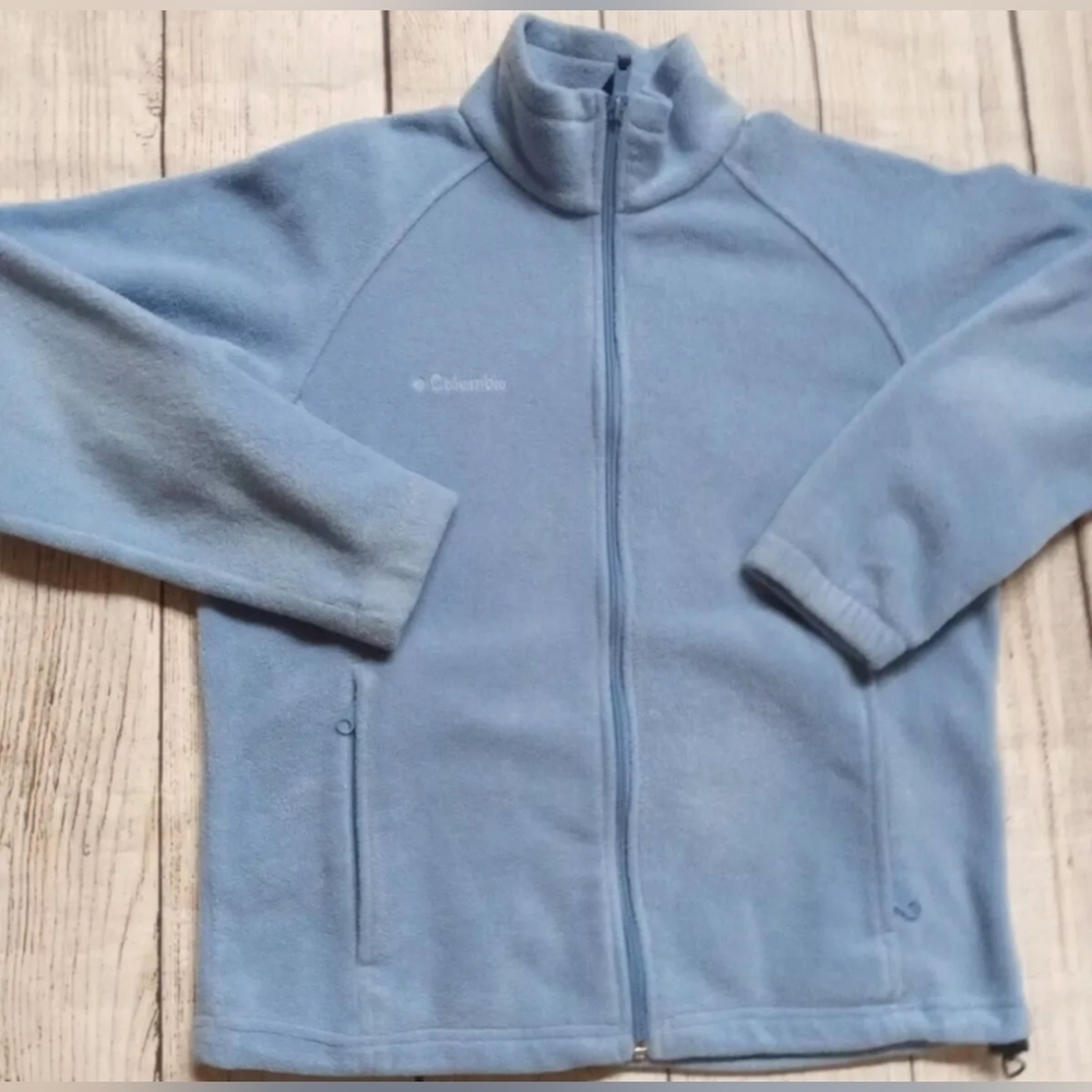 Columbia Women's Icy Baby Blue Fleece Full Zip  Jacket Size L New MSRP $65